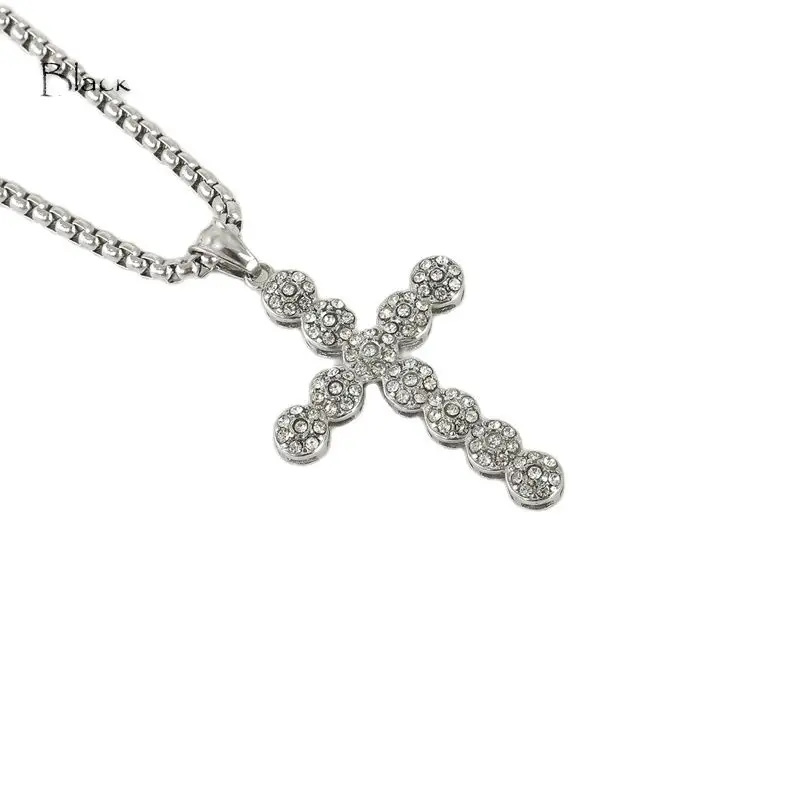 

Black Knight Bling Bling full cz stones Cross pendant necklace stainless steel Hiphop fashion Cross necklace BLKN0753