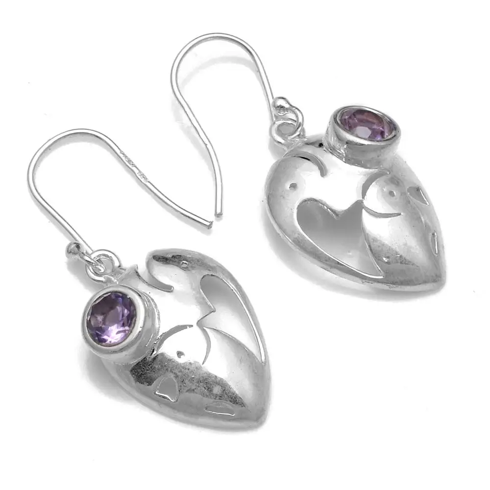 

Genuine Amethyst 925 Sterling Silver Earrings, 35.9 mm, 2SE0436