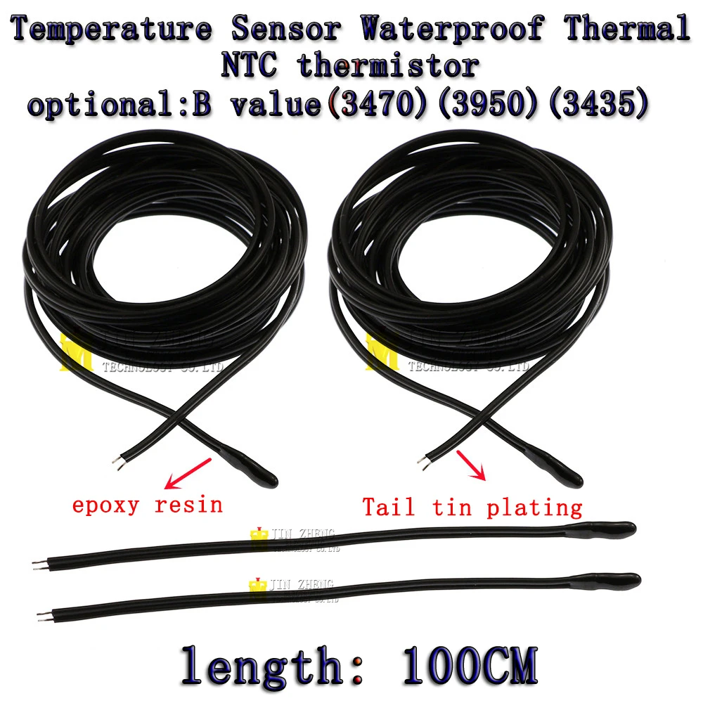 

1pcs NTC Thermistor 100CM B3950 3470 3435 1% 5K 10K 15K 20K 50K 100K Waterproof Digital Temperature Sensor Probe Thermal Cable