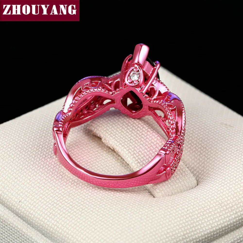 New Design Marquise-cut Cubic Zirconia PinkGold Color/ BlueGold Color Fashion Jewelry Ring For Women DD038 DD039 DD040