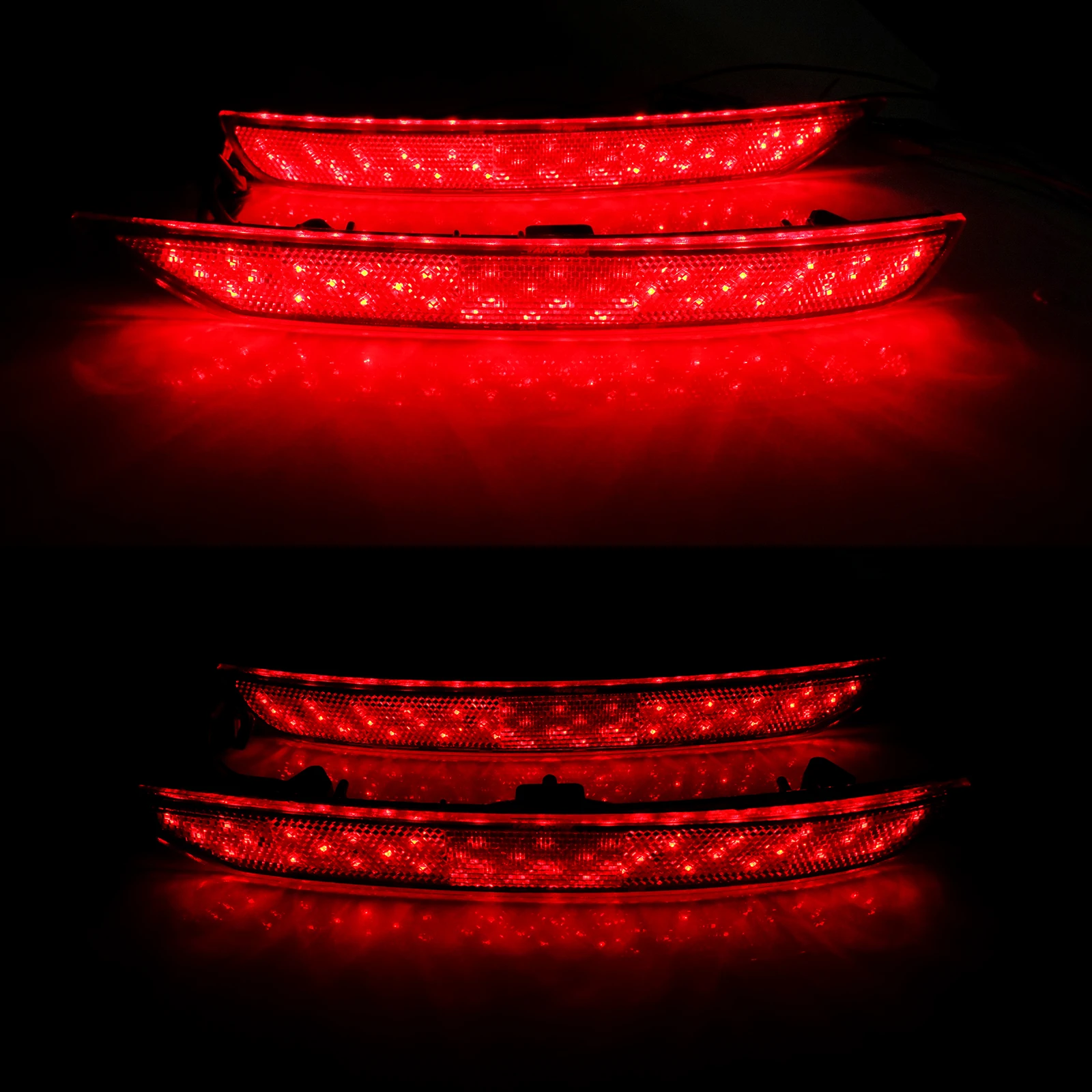 ANGRONG 1 Pair For Subaru Forester 2009-2018 LED Rear Bumper Reflector Brake Stop Light Red Lens