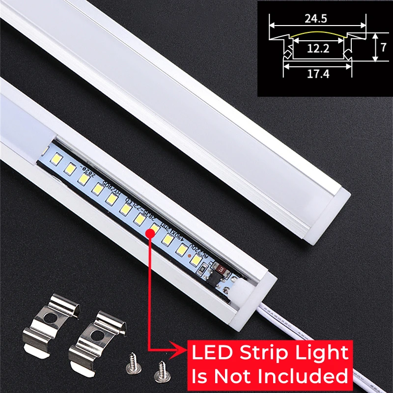 1-30 pçs/lote 0.5 m/pcs U/YW-estilo perfil de alumínio recesso canal sem moldura cobertura leitosa armário de canto LED linha barra luzes de tira