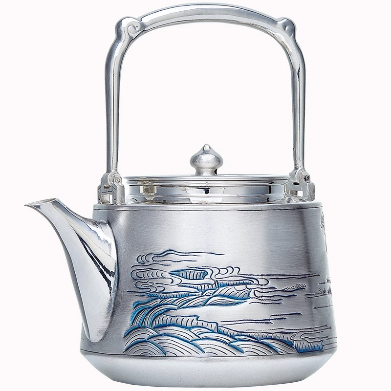 Teapot, stainless steel teapot, silver teapot, hot water teapot, teapot 1250 ml water, kung fu tea set.