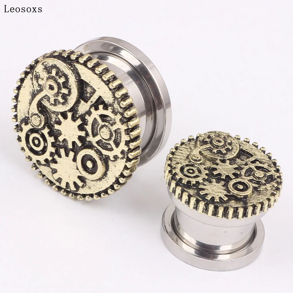 

Leosoxs 2pcs New Retro Gear Ear Expander Ear Expander Piercing Jewelry