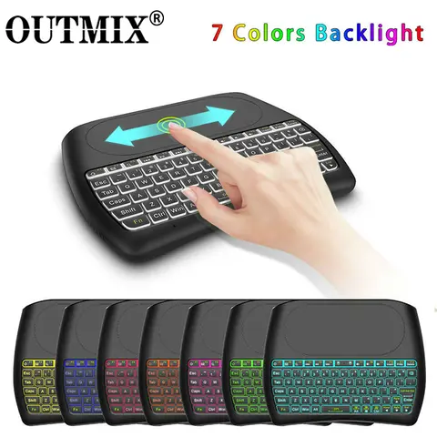 OUTMIX Retroilluminazione D8 Pro Plus I8 Inglese Russo 2.4GHz Mini Tastiera Wireless Air Mouse Touchpad Controller per Android TV BOX
