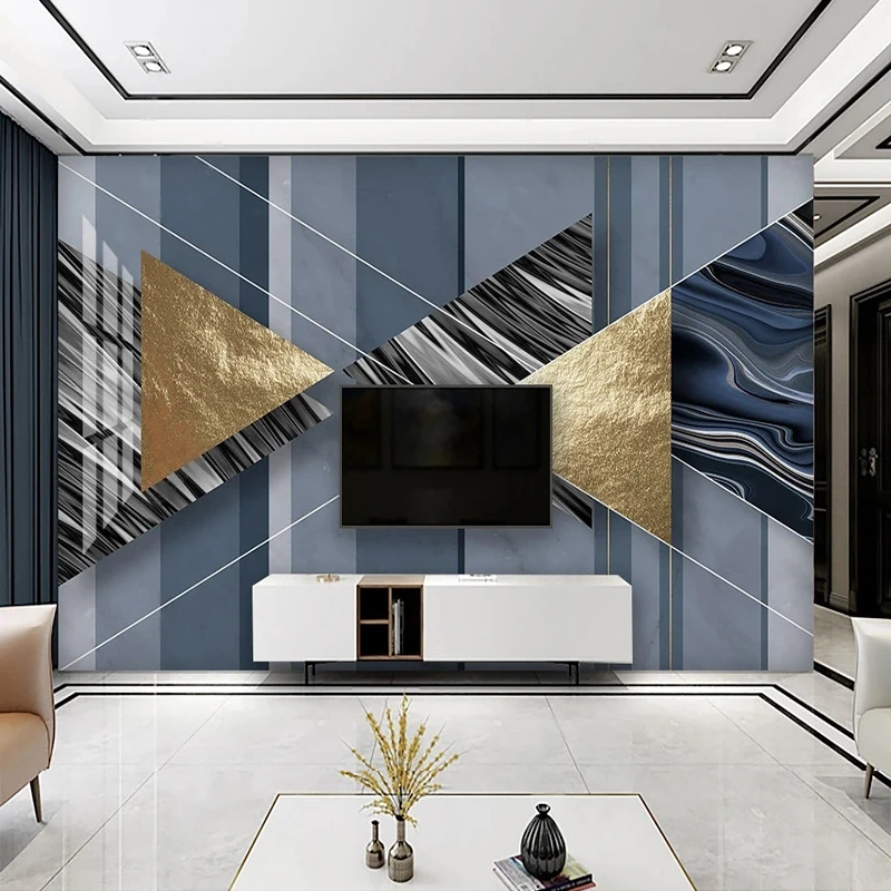 Custom Any Size 3D Photo Wallpaper Modern Light Luxury Color Block Striped Marble Mosaic TV Background Wall Papel De Parede Art