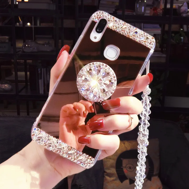 Crystal Bling Mirror Phone Case For Huawei P60 P50 P30 P40 P20 Pro Lite Mate 60 50 40 30 Honor 90 80 70 50 Cover Capa