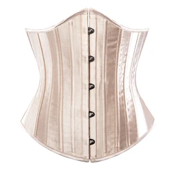 Sexy Steel Bone Shirt Corset Mujer Corgested Bustier Lace Up Underbust Underwear Pink Erotic Lingerie Slim Body Maid Outfit