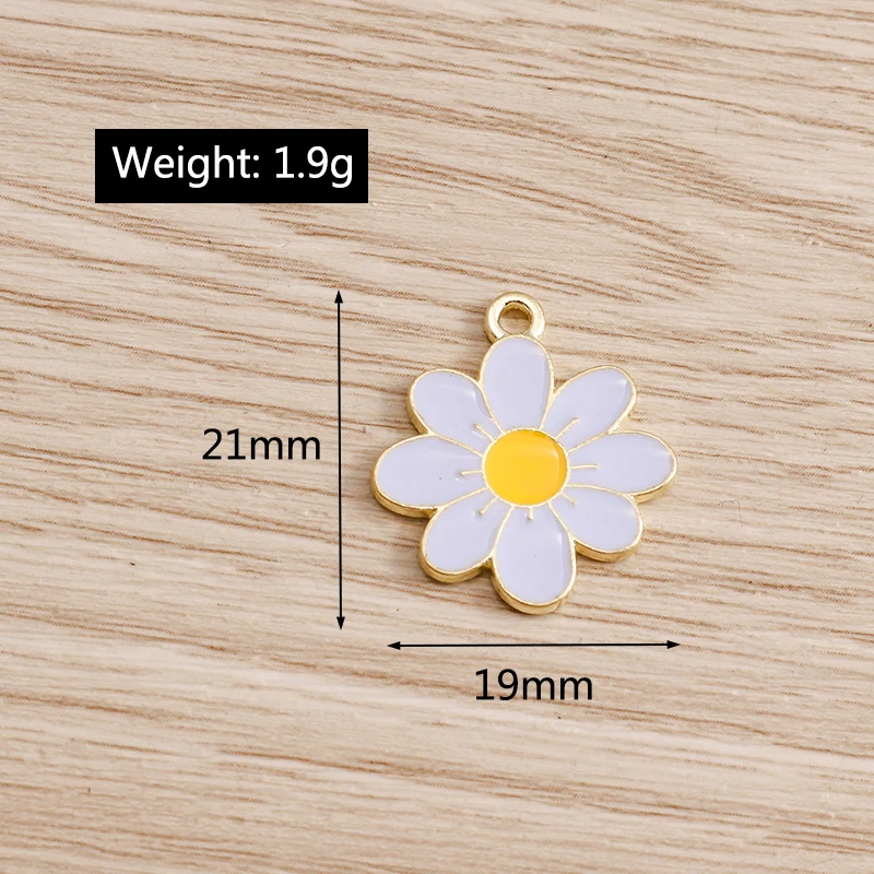 10 Stück 15x18mm Niedliche Bunte Emaille-Blumen-Anhänger für die Herstellung von Ohrringen, Halsketten, Armbändern, DIY-Handwerk und Schmuckzubehör – Detail 5