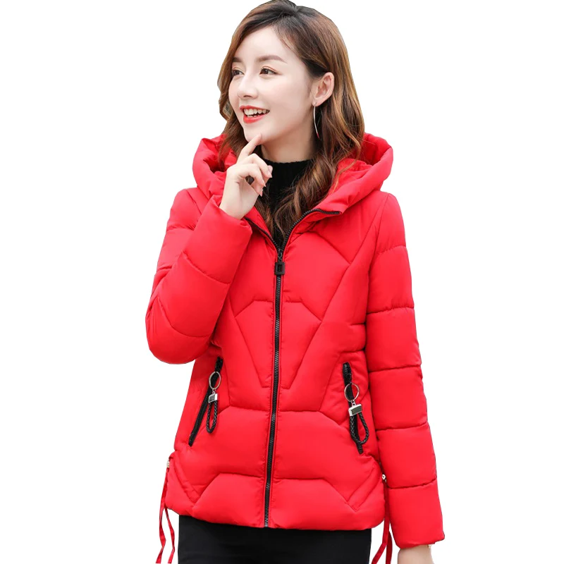 

2022 Winter Parkas Women Short Jacket Thicken Down Cotton Coat Students Casual Tops Hooded Cotton-Padded Jackets A2913