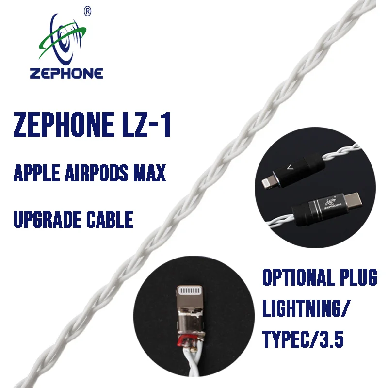 Imagem -02 - Zephone Cabo de Áudio Banhado a Prata Airpods Max Lightning Tipo-c 3.5 Cabo de Atualização de Fone de Ouvido Automotivo