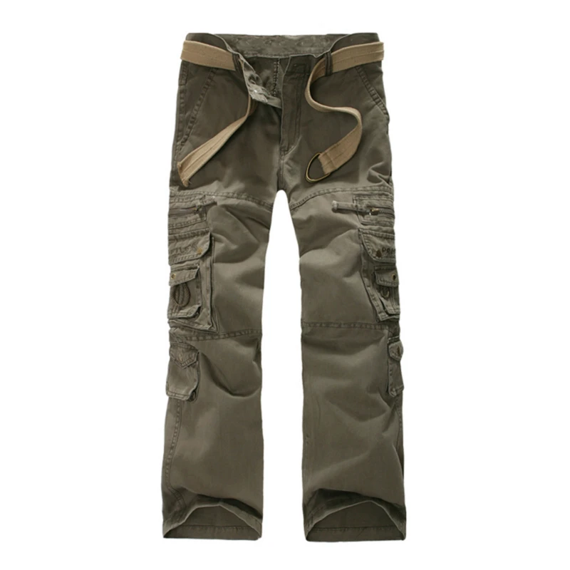 Men\'s Cargo Pants Multi Pocket Overalls Casual Pants Tactical Commandos Styles Loose Full Length Male Casual Trousers Plus Size