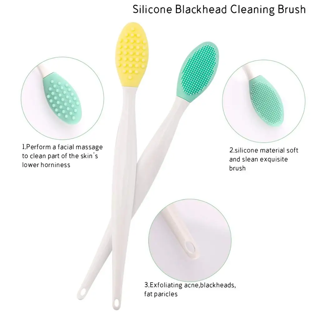 10 pçs silicone esfoliante lábio escova dupla face macio lábio purificador ferramenta de maquiagem nariz escova de limpeza