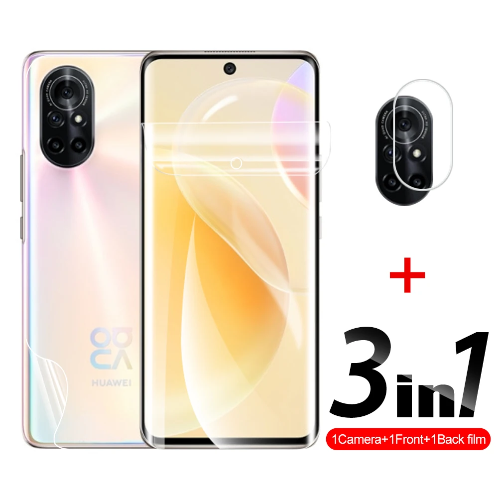 3in1 Protective Hydrogel Film Back Lens For Huawei Nova 8 4G 5G Screen Protector Full Cover Camera On For Clear Protective Film