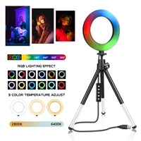 6 Inch RGB Ring Light LED Photography Ring Lamp With Stand Tripod For Phone Holder Live Stream/Makeup/YouTube Video