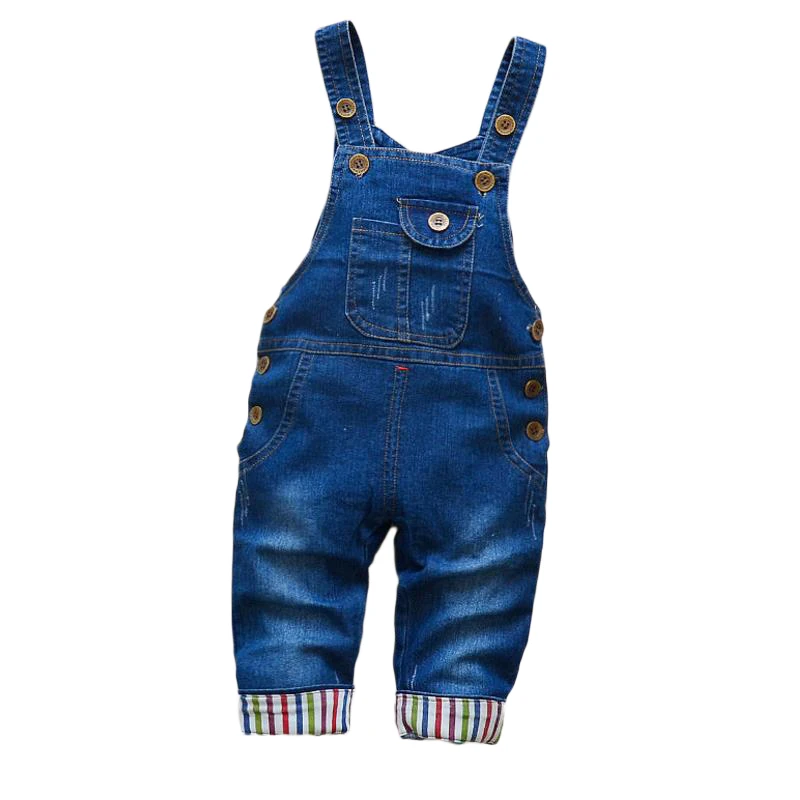 

2024 new spring and autumn infant kids thick jeans bib pant baby boys girls cartoon bear denim suspenders overalls 0-4Y