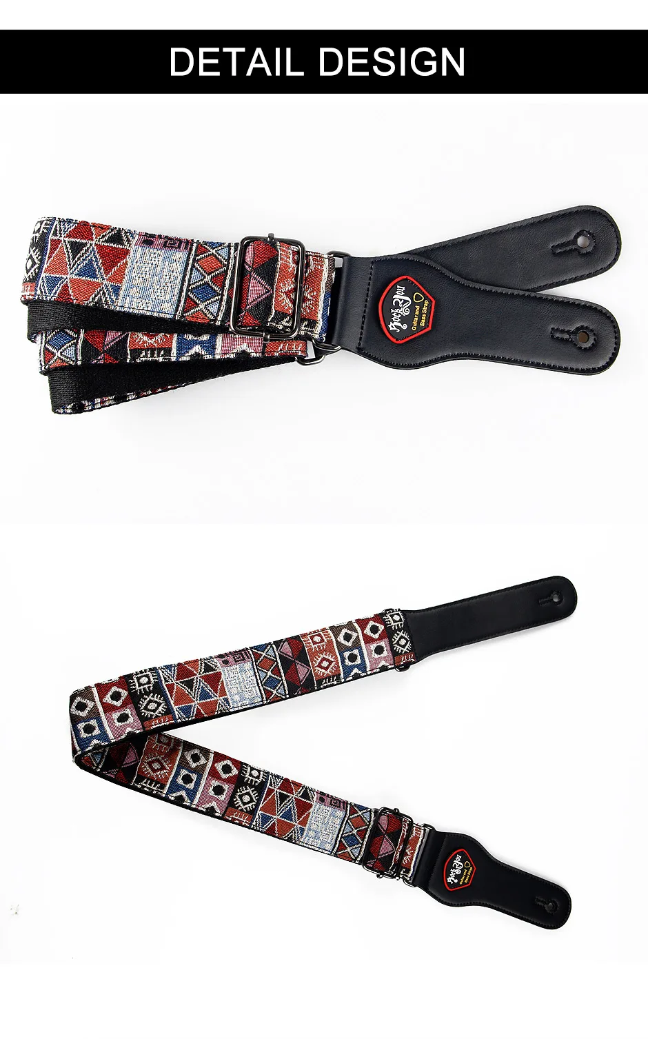 Neuer hochwertiger Baumwoll-Gitarrengurt, Akustikgitarrengurt, E-Bass-Gitarrengurt, verstellbare Länge, verbreitert 6,2 cm – Detail 9