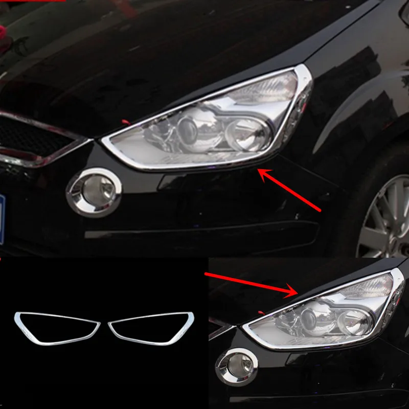 Car Styling Chrome Head Light Cover Trim For Ford S-MAX