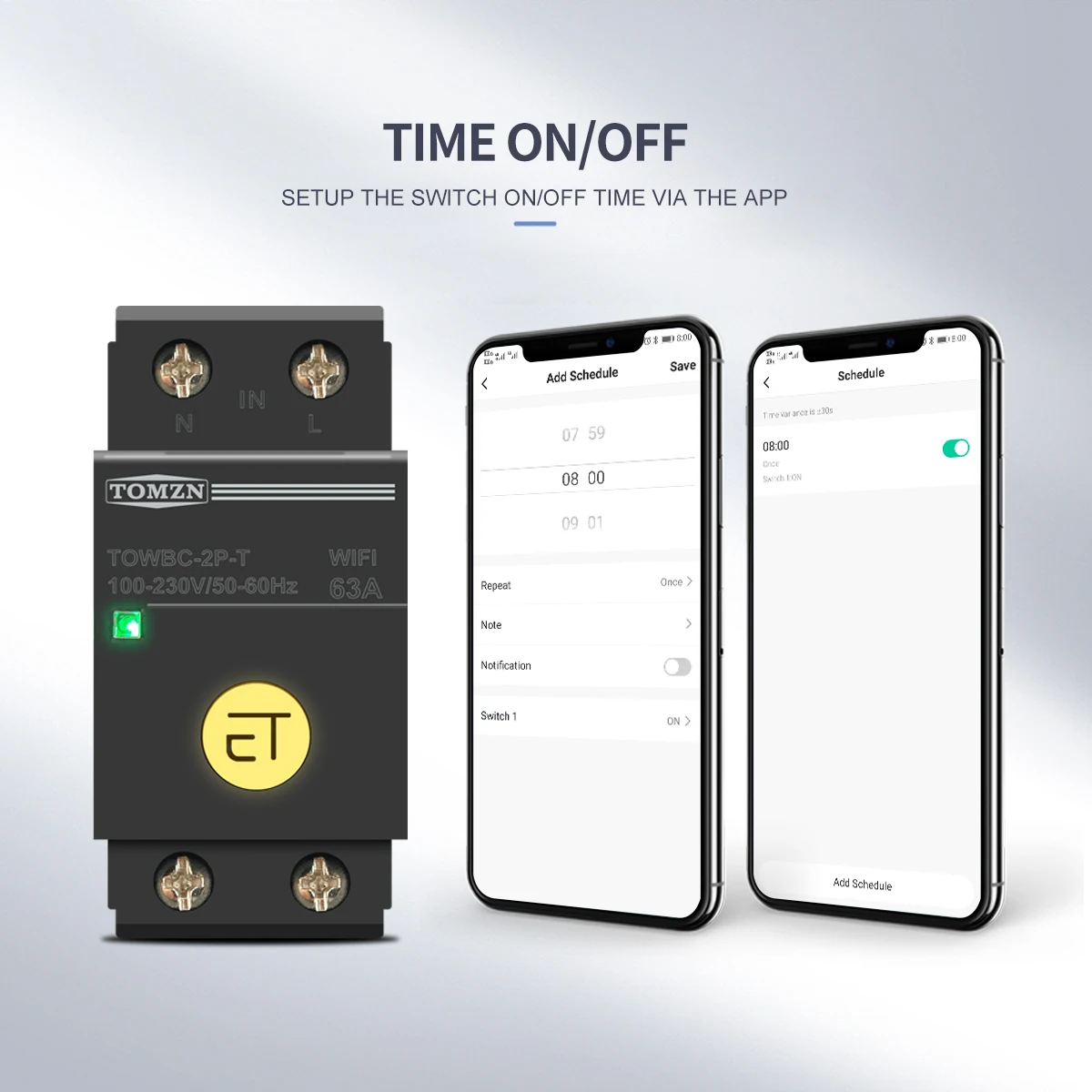 Disjuntor wi-fi com trilho din, interruptor inteligente, controle remoto por vida inteligente tuya para casa inteligente mcb tomzn mini TOWBC-4P-T