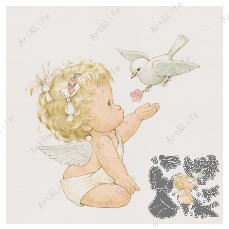 Baby Angel 2022 New Metal Cutting Dies Peace Dove Crafts Stencils for Scrapbooking Album Birthday Cards Embossing Cut Die LOVE