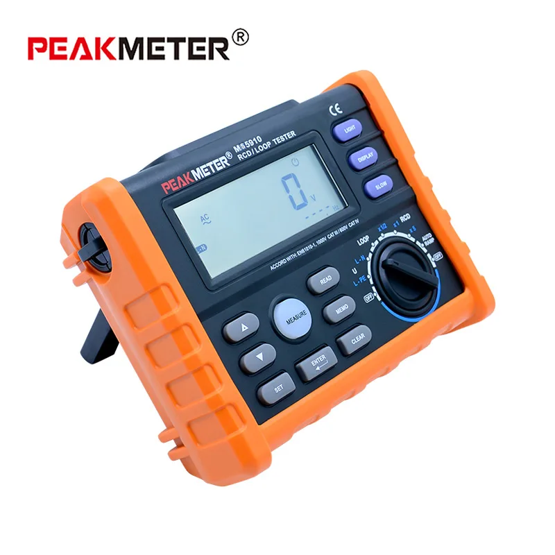 PEAKMETER PM5910 Digital Resistance Meter RCD Loop Tester Multimeter USB Interface Trip-out Current/Time Tester