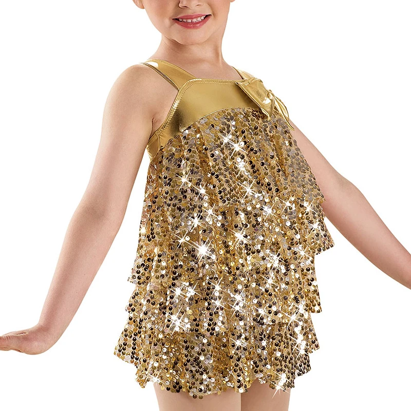 

MiDee Tires Sequins Dancing Dresses Four Layers Sequins Dresses Stage Performance Discount Dancewear