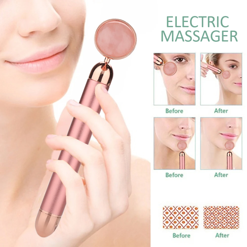 Facial Massage Roller Electric Natural Jade Scraper Massager Face Lift Body Skin Relaxation Slimming Beauty Jade Stone WA 145