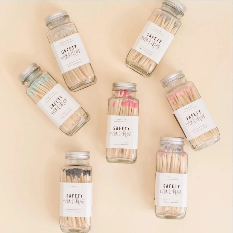 2 шт./набор, прямоугольные стеклянные бутылки для длинных спичек с алюминиевой крышкой