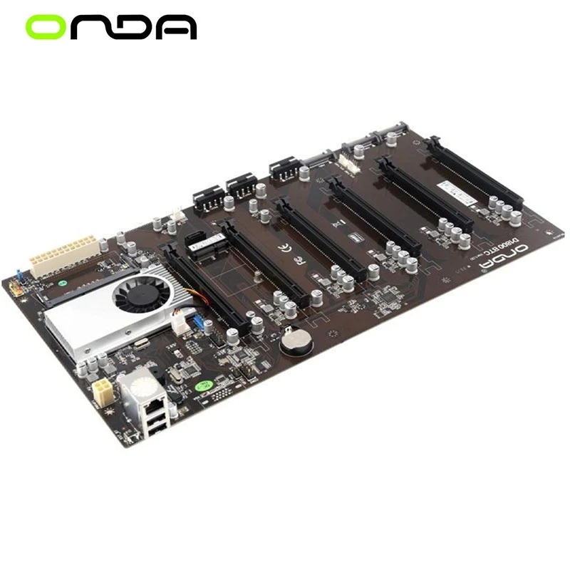 6GPU 6PCI-E X16 6Video PCI-E For Onda D1800 BTC Intel J1800 CPU BTC PRO ETH Motherboard Socket DDR3 8G Mainboard SATA m-SATA