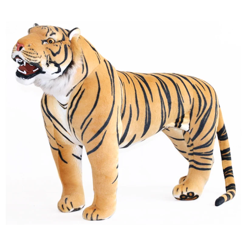 Dorimytrader Lifelike 110cm Animal Tiger Plush Toy Large Standing Tiger Gift Home Decoration Teaching and photography props