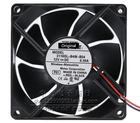 

Original 100% working 3110GL-B4W-B54 Brushless Server Square Fan Cooling Fan 8025 DC 12V 0.3A 80*80*25mm 8025