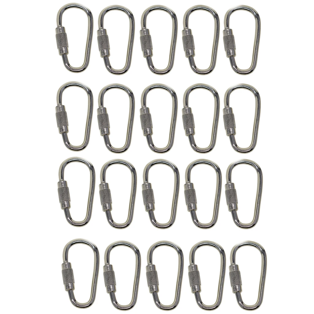 20 Pieces Mini Steel Screw Carabiners Climbing Carabiners Aluminum Quick Open Screw Lock Key Chain Hook Carabiner Safety Clasp