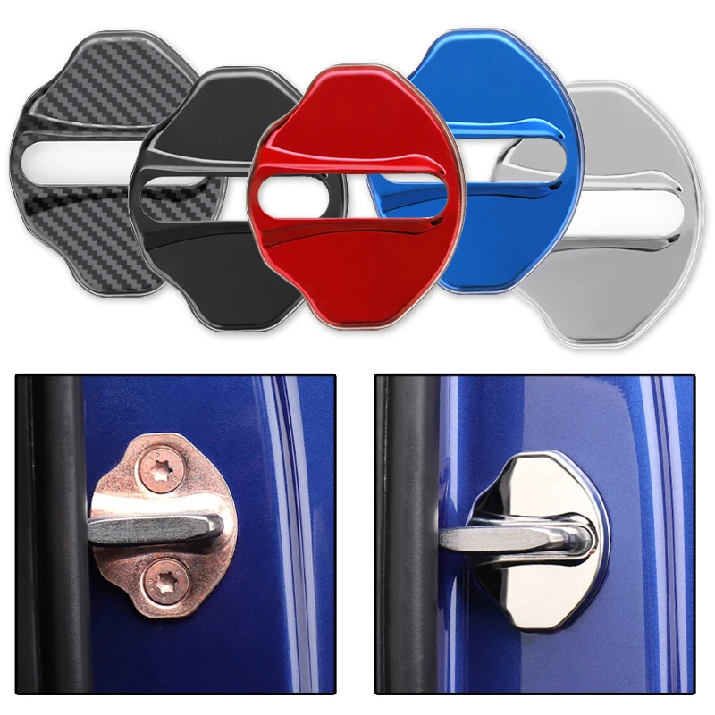 4PCS Car Door Lock cover Protect Buckle Cover Latch Stop Anti Rust Car accessories For MERCEDES BENZ AMG CLA CLB Car Styling