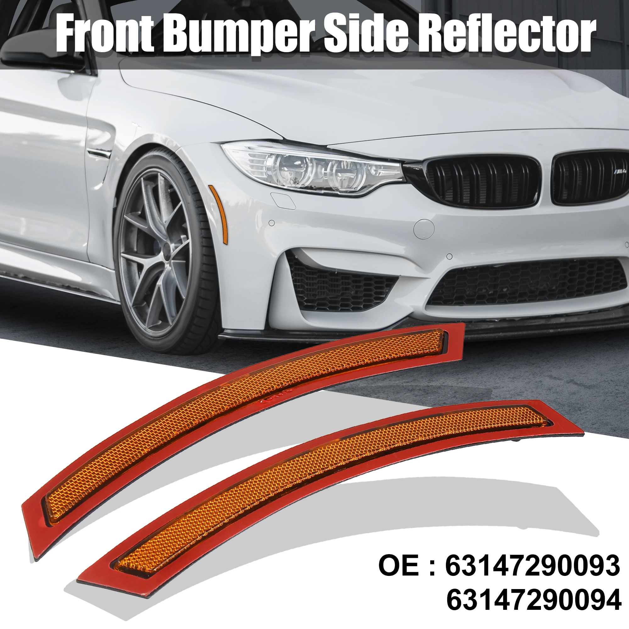 Uxcell 1 Pair Front Bumper Reflector Side Marker 63147290093 63147290094 For BMW F15 F85 X5 M 2014-2017 Replace