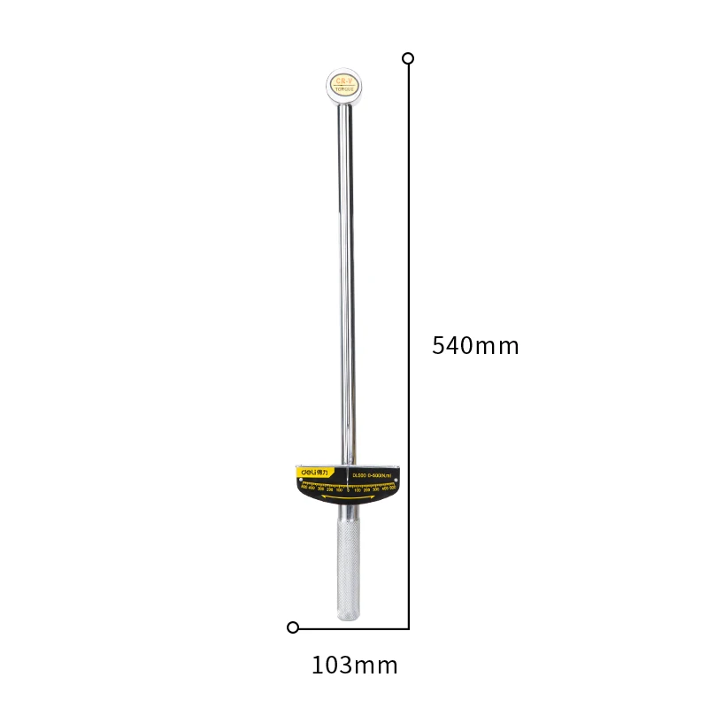 deli Pointer Socket Torque Wrench Non-slip 500N.M Dial Torque Spanner Auto Repair Tension Wrenches Spanner Power Drill Adaptor