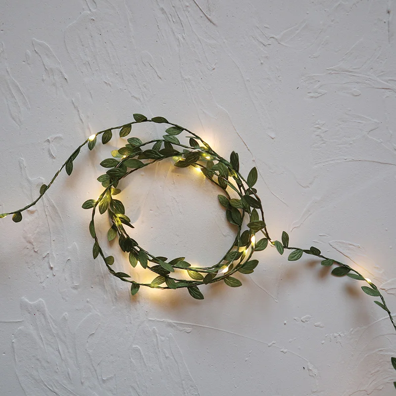 Green Leaf LED Fairy Light Garland Light String Light Living Room Decor Artifical leaves with Rope Fairy Home Lighting