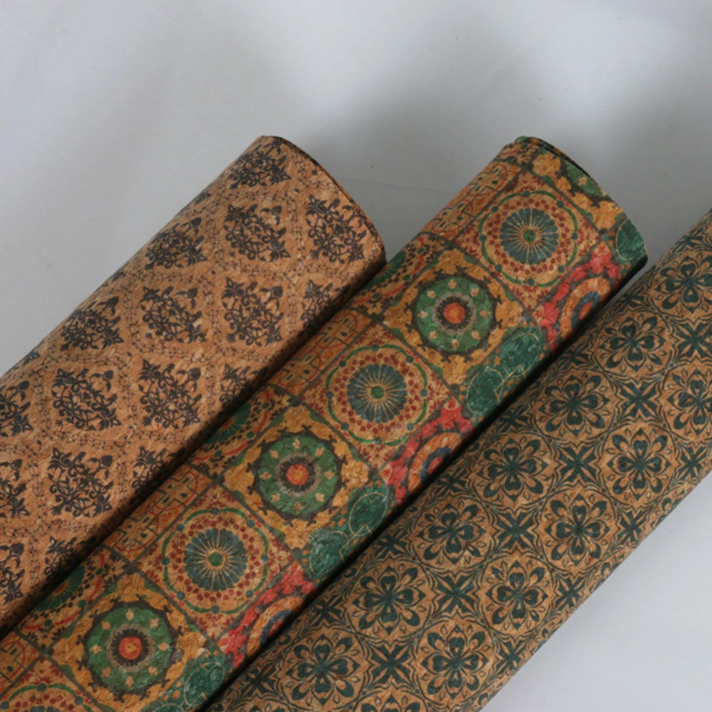 1 Meter 135cm 0,5mm Dicke Natürliche Kork Synthetische Leder Druck PU Stoff Umwelt Holz für Handtasche Schuhe DIY handwerk