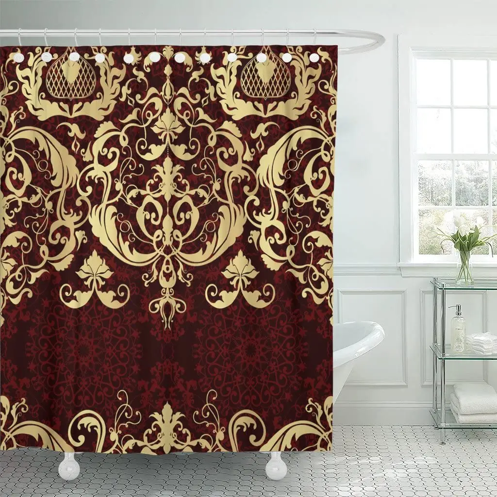 Silver Royal Luxury for Patterns Baroque Damask Floral Leaf Antique Shower Curtains Waterproof Polyester Fabric 72 x 72 inches