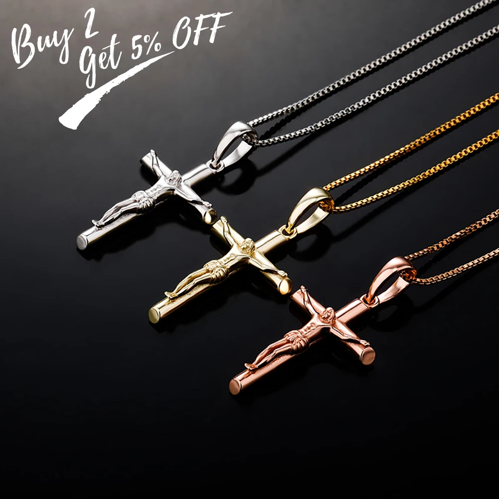 TOPGRILLZ 925 Sterling Silver Jesus Cross Pendant Silver Color Fine Pendant Fashion Personalized Jewelry For Gift Birthday