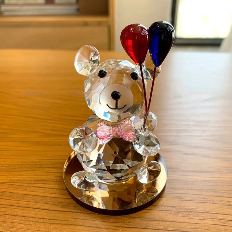 Crystal Bear Paperweight Car Ornament Decor Glass Animal Bear Figurines Home Table Wedding Decor Christmas Gift