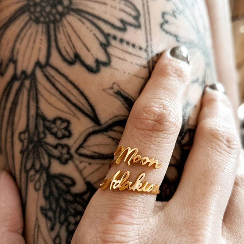 Personalized Custom Name Ring Jewelry Stainless Steel Women Men Customized Wedding Engagement Couple Gift for Wife Girlfriend