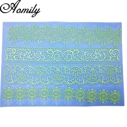 Aomily 40x30cm Lace Flower Wedding Cake Silicone Beautiful Flower Lace Fondant Mold Mousse Sugar Craft Icing Mat Pastry Tool