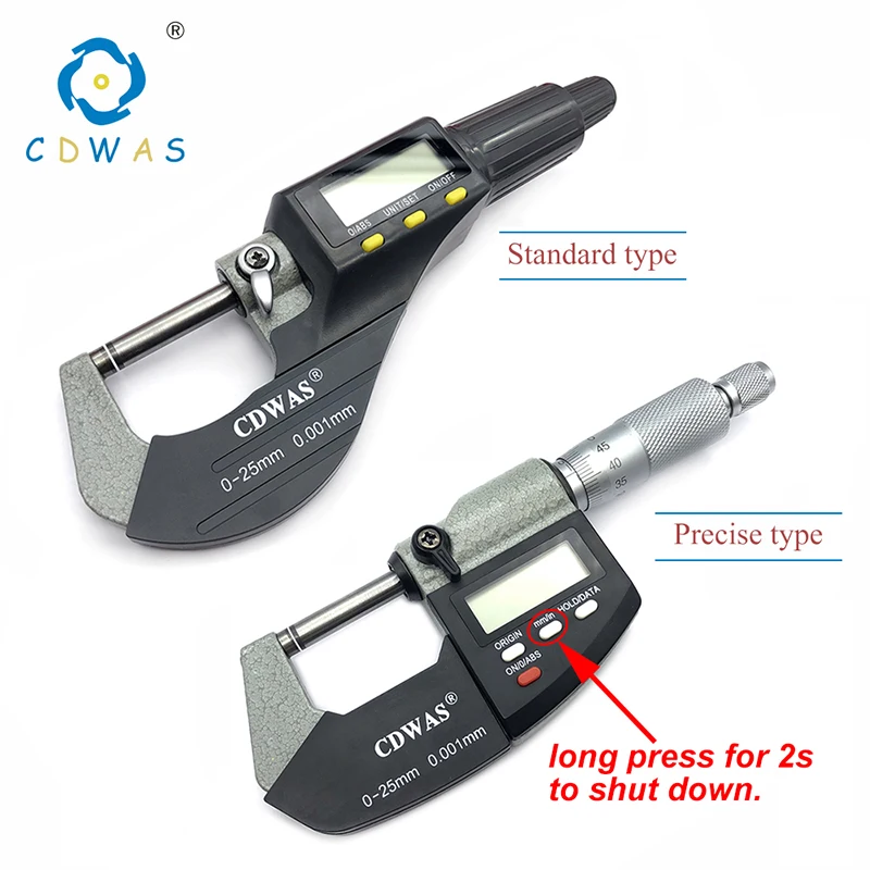 0-25 mm Electronic Outside Micrometers 0.001mm with Extra Large LCD Screen Digital Micrometer Electronic Digital Measure Tools