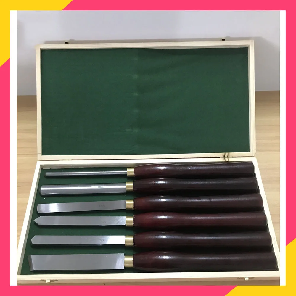 

6pcs/set HSS Woodworking Turning Tool set HSS Lathe Chisel Set High Speed Steel Semicircle Knife Hand-held Wooden Turning Tool