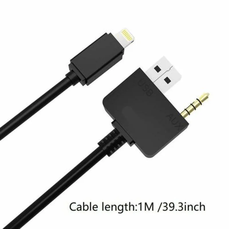 Jack Music Adaptador de Carregamento para iPhone, Cabo USB AUX, apto para Kia, Hyundai, 3.5mm