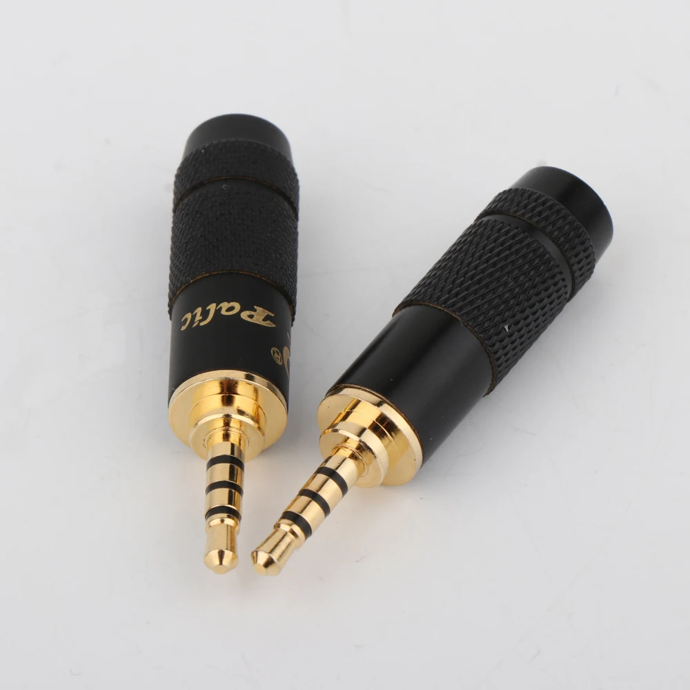 HP100 2,5-mm-Stecker, Audio-Klinkenstecker, 4-polig, vergoldetes Metall, Kopfhörer-Adapter, Löten für DIY-Stereo-Headset-Kopfhörer