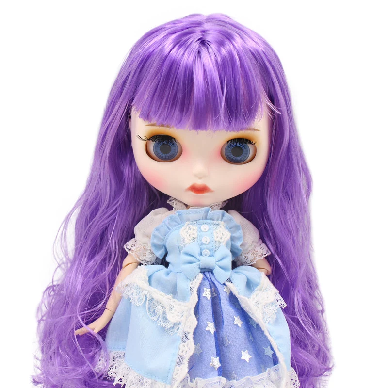 

ICY Factory 1/6 bjd joint body purple hair new matte face with 4 color eyes 30cm customized gift toy doll