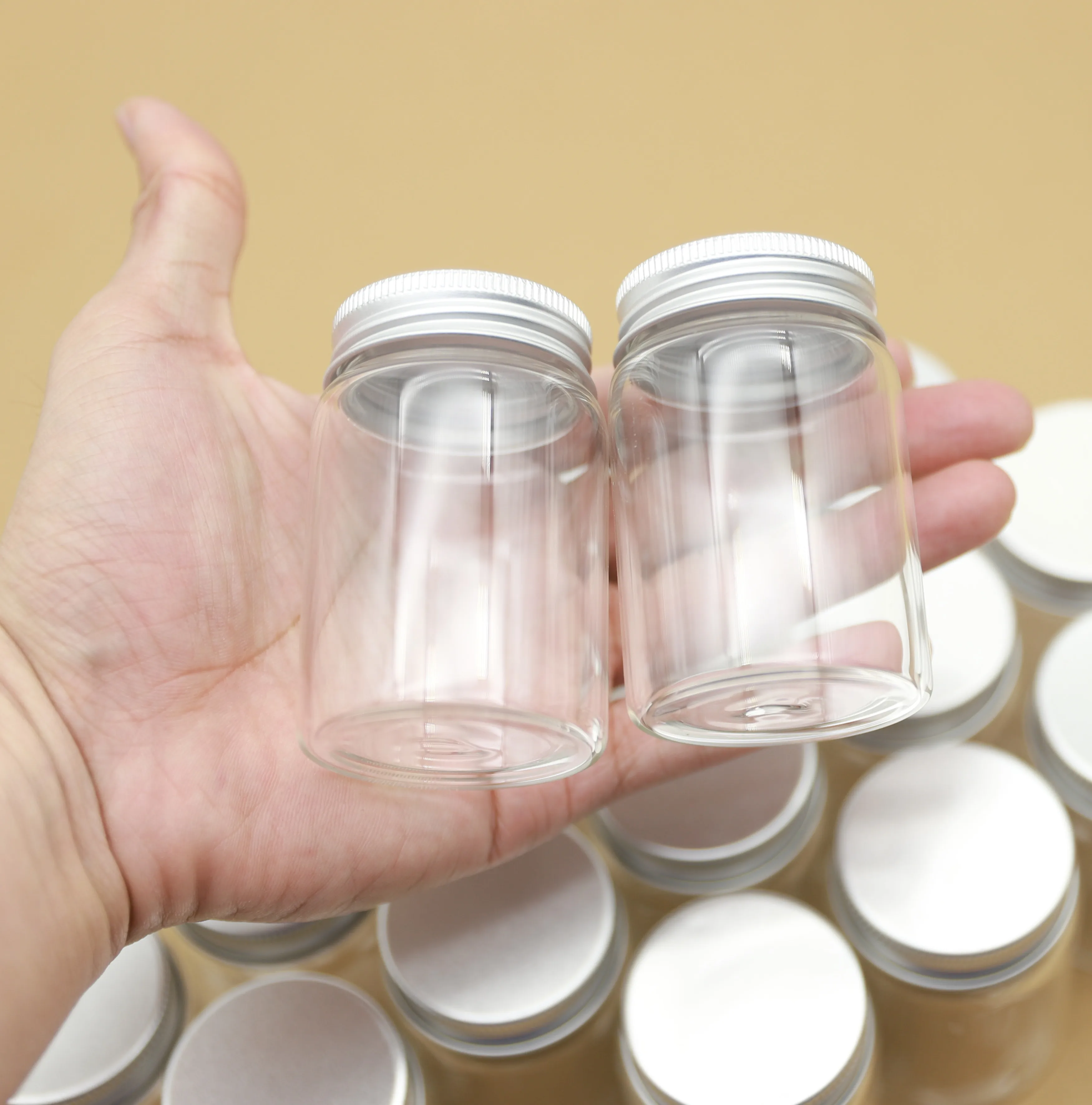 24pcs/lot 47*70mm 80ml small Glass vial Bottle jars Silver Screw Cap mini Jars DIY Craft Transparent jars empty bottles