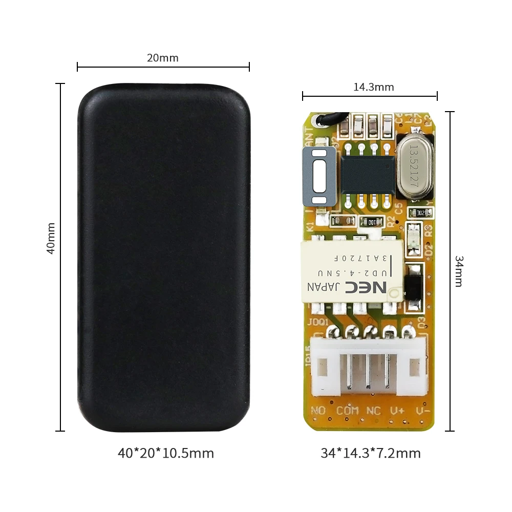 3.7V Mini RF Remote Switch 433MHz 4.2V 4.5V 5V 6V 7.4V 9V 12V Small Relay Contact Wireless Switches NO COM NC With Black Cover