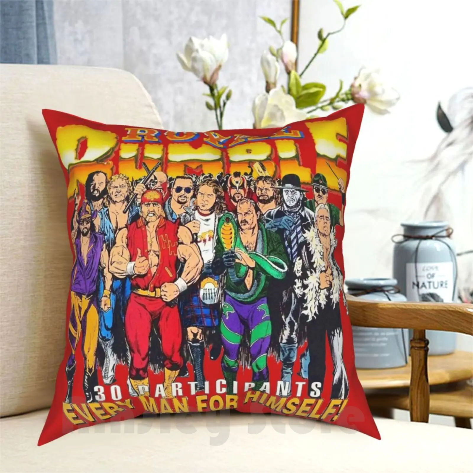 1992 Rumble! Pillow Case Printed Home Soft Throw Pillow Wwf Wrestling 90S Retro Old School Vintage Classic Rumble Tv